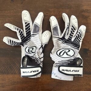 Rawlings Black and White Soft Leather Baseball/Lacrosse Gloves Youth Large